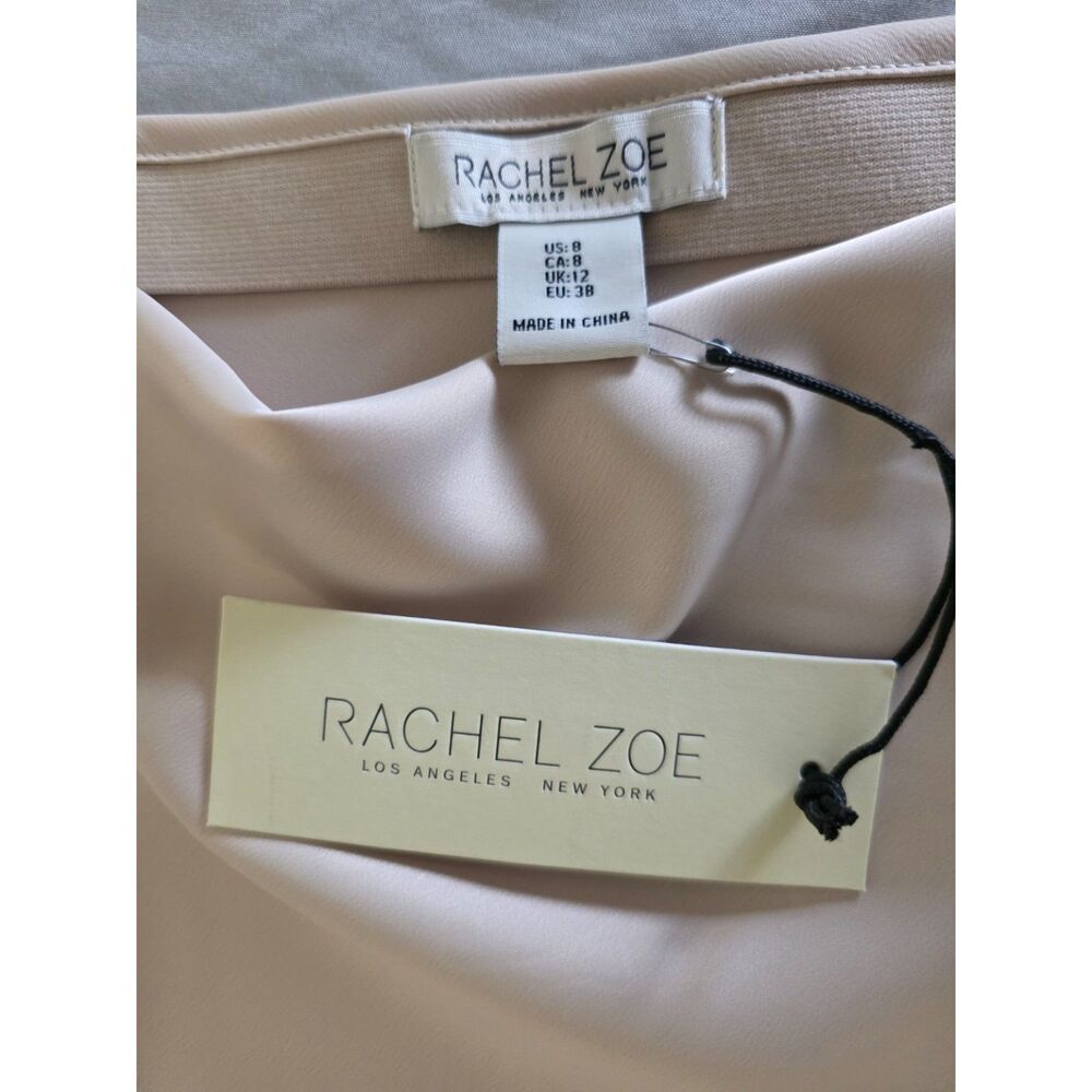 Rachel Zoe NWT Beige Satin Midi Skirt Size 8 Flared Minimalist